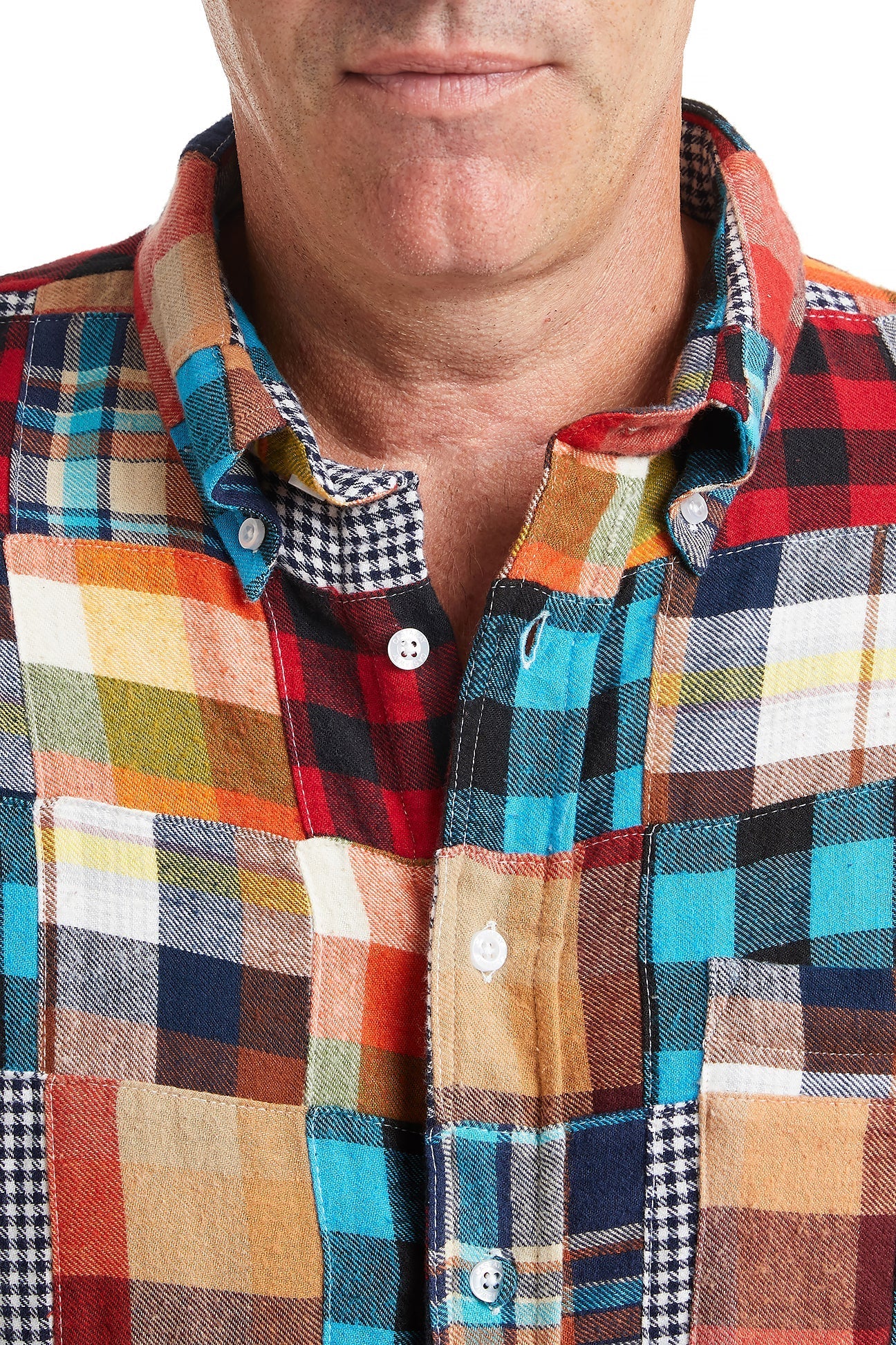Chase Shirt Harvest Patch Madras Plaid Button Down - Casual Summer Shirt for Men, Perfect for Outdoor Activities & Beach Vacations