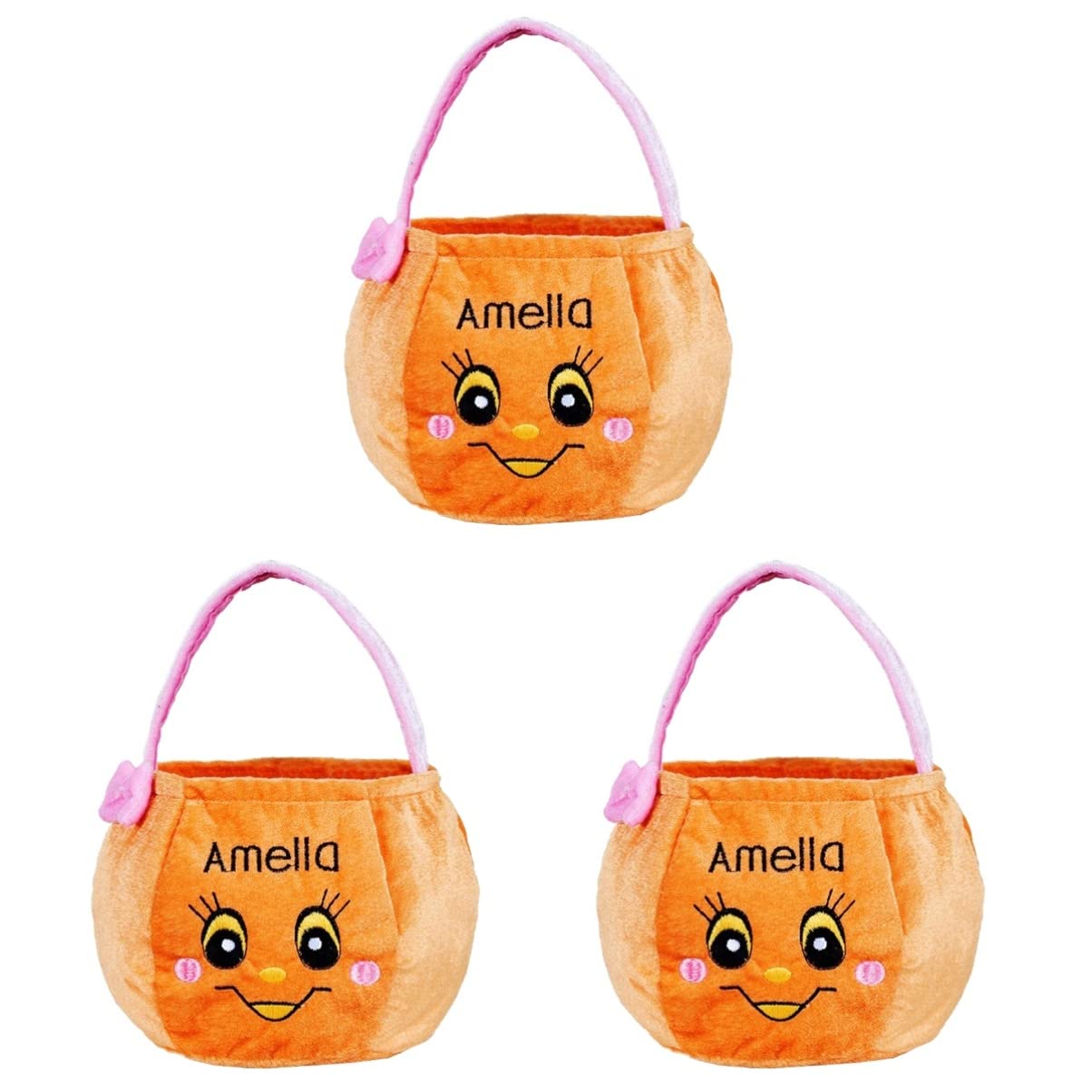 Bestoyard Set of 3 Halloween Pumpkin Candy Bags - Trick or Treat Baskets for Kids, Halloween Party Favors, Candy Collection Buckets for Trick-or-Treating, Home Decor & Halloween Festivities