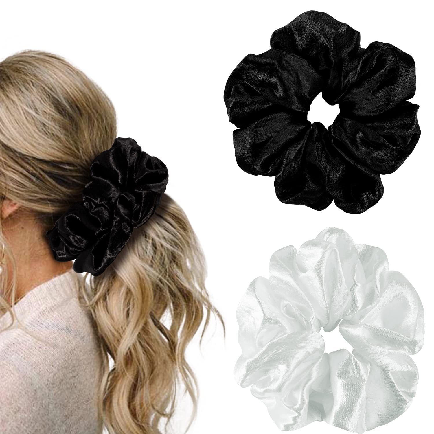 ALIBA COLLECTION Mulberry Silk Hair Scrunchies - No Damage Hair Ties for Fine & Curly Hair - Soft Silk Ponytail Holders for Women & Girls - Perfect for Sleep, Workout, and Everyday Hair Care