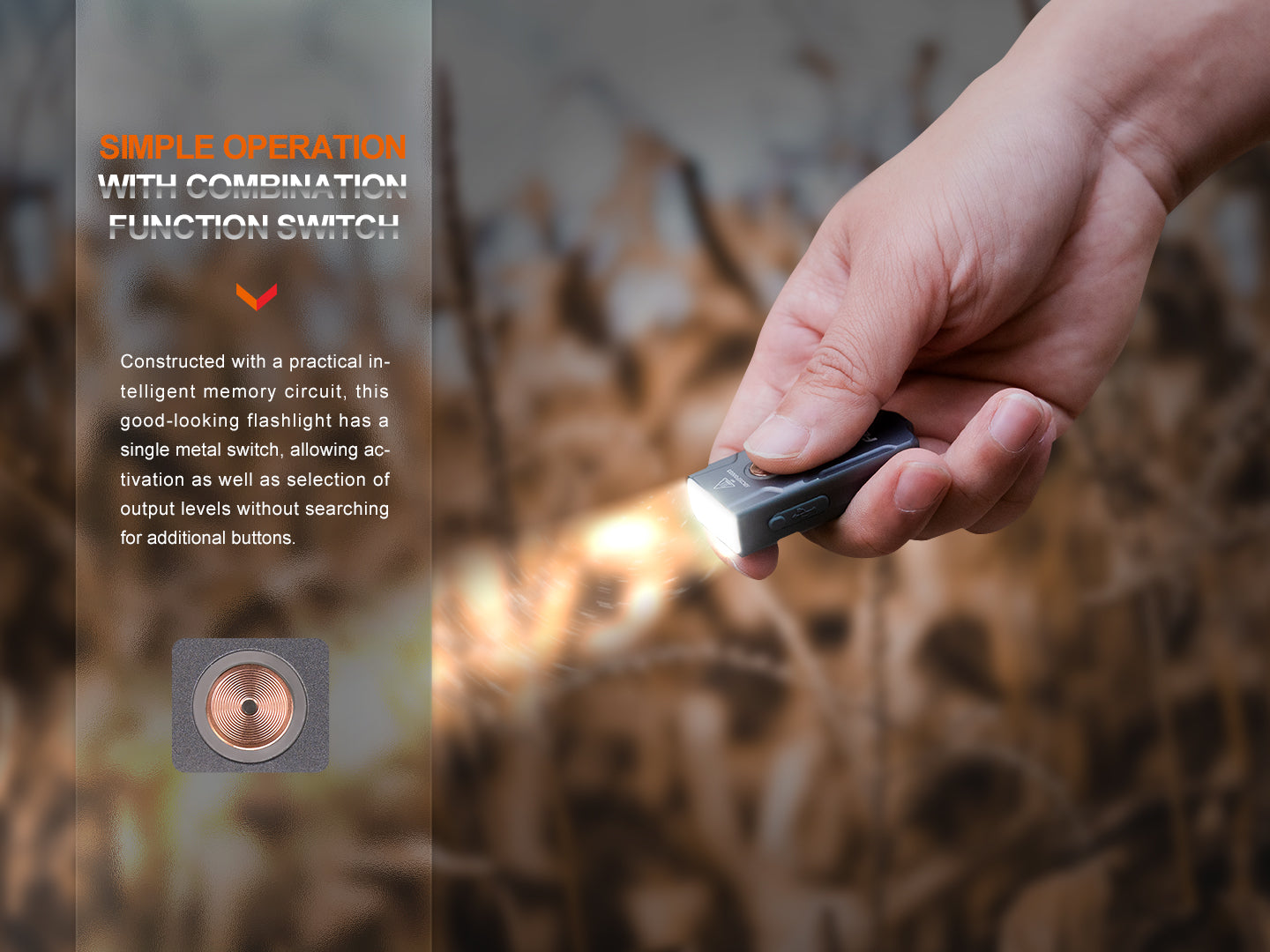 Fenix E03R V2 Ultra-Bright 300 Lumen Rechargeable Keychain Flashlight - Perfect for Camping, Hiking, and Emergency Use