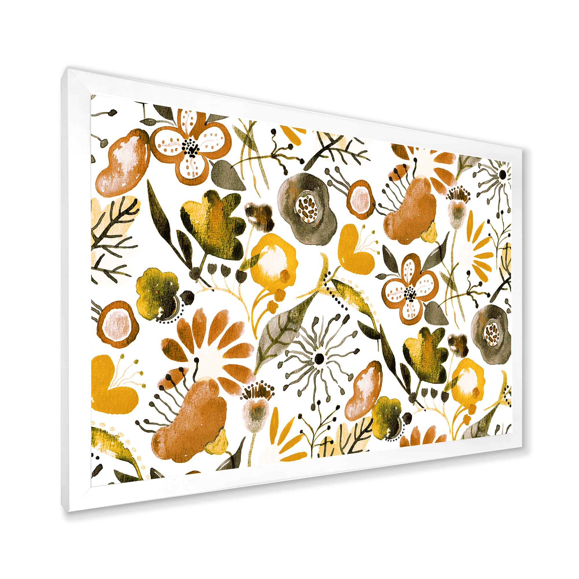 DesignQ Vibrant Wildflowers Framed Wall Art - Modern Floral Home Decor for Living Room, Bedroom & Office