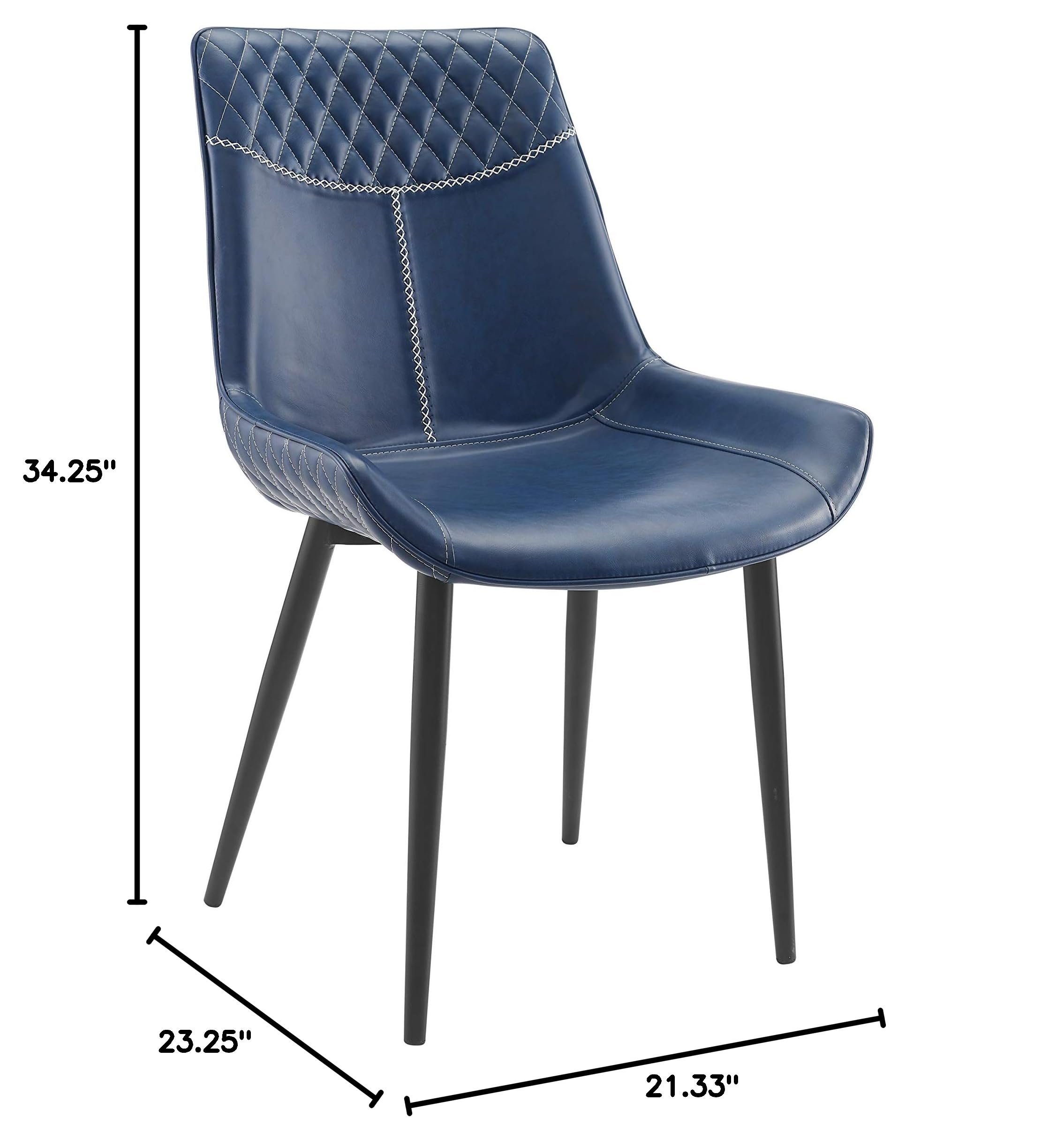 Linon Maisy Set of 2 Navy Blue Dining Chairs - Modern Kitchen & Dining Room Furniture for Home Decor - Perfect for Breakfast Nook, Small Space Dining, and Kitchen Island Seating