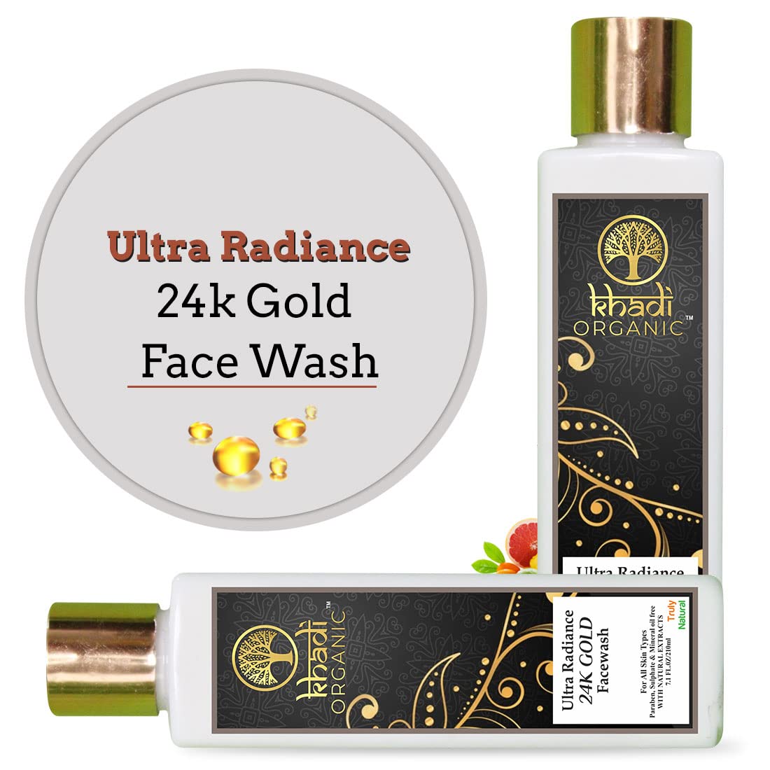 Khadi Organic Ultra Radiance Face Wash 210ml - Natural Glow Boosting Cleanser for Radiant Skin | Paraben-Free, Vegan Formula | Daily Skincare Routine for Women & Men