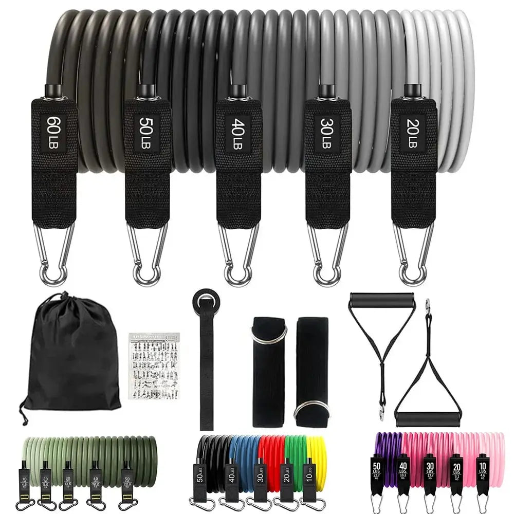 Premium Resistance Bands Set - 5-Level Tension Pull Ropes for Full Body Workout - Home Gym & Physical Therapy Equipment for Men & Women - Perfect for Strength Training, Yoga, and Rehabilitation Exercises
