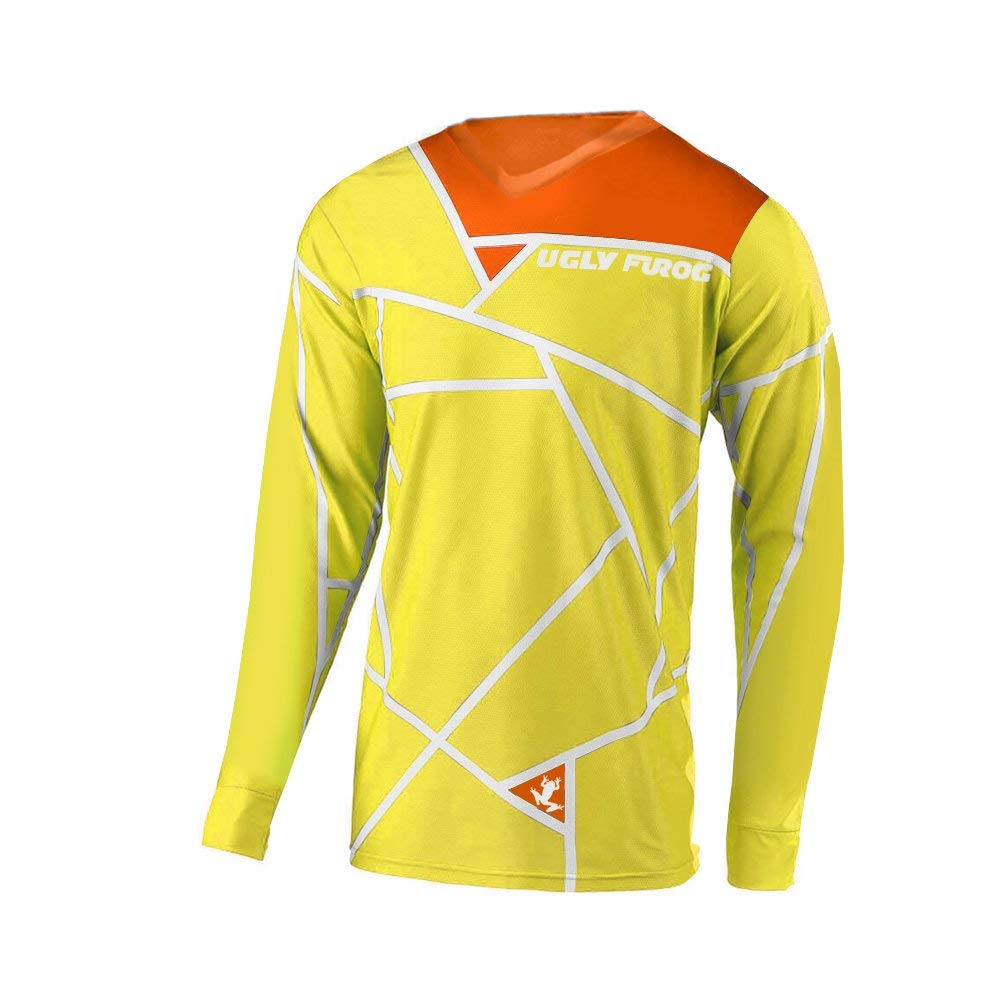 UGLY FROG Thermal Fleece Winter Cycling Jersey for Men - Long Sleeve MTB Downhill Shirt with Windproof Design - Perfect for Cold Weather Mountain Biking & Winter Commuting