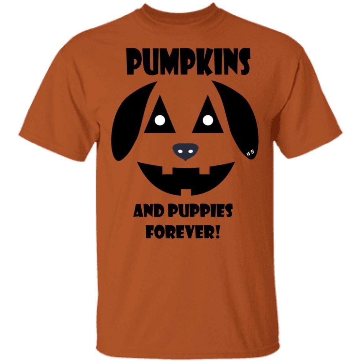 WineyBitches.Co Pumpkins And Puppies Forever Halloween Cotton T-Shirt - Cute Fall Graphic Tee for Women, Halloween Party Outfit, Dog Lover Gift