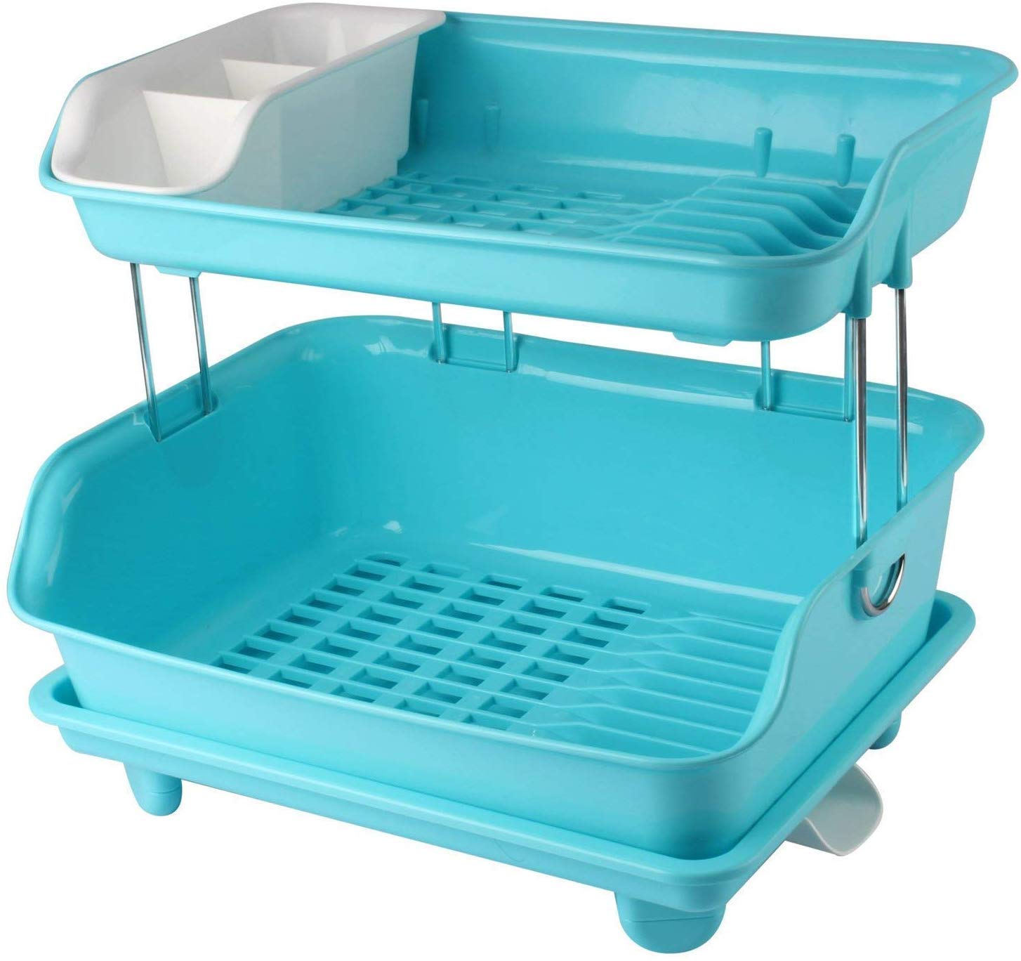 Vruta 2-Tier Plastic Dish Drainer Rack - Kitchen Sink Organizer for Plates, Cutlery, Fruits & Vegetables - Space-Saving Drying & Storage Stand (Multi-Color) | Perfect for Small Kitchens & Countertop Organization