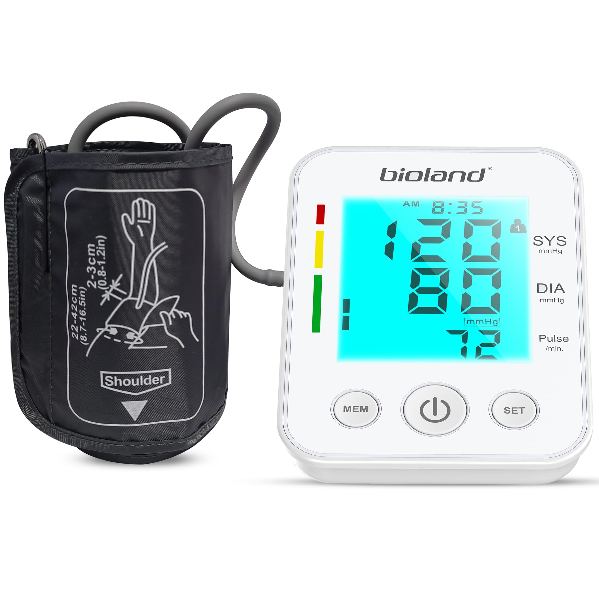 Automatic Digital Blood Pressure Monitor with Large Backlit LCD Display | Adjustable Upper Arm Cuff for Accurate Readings | Ideal for Home Health Monitoring & Senior Care | BPM-2008 Model