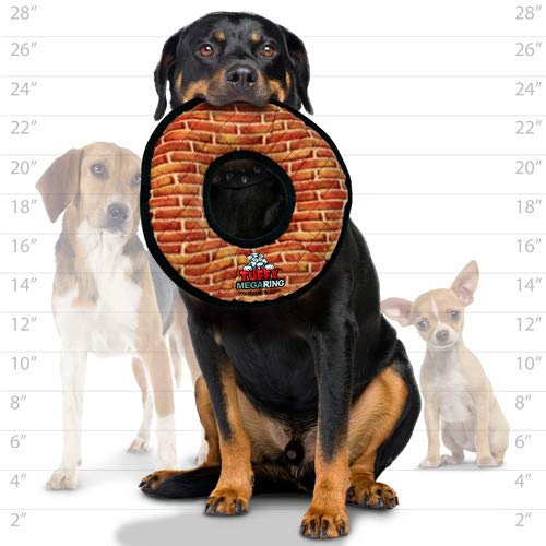 TUFFY - World's Toughest Soft Dog Toy - MEGA Ring with Squeakers - Multi-Layer Durable Design for Aggressive Chewers - Interactive Play for Tug, Toss & Fetch - Machine Washable & Floats - Perfect for Outdoor Play & Water Fun (Regular 2 Pack, Brick)