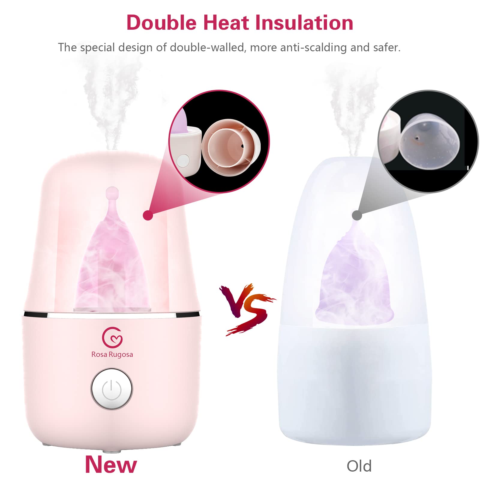 ROSA RUGOSA 3-in-1 Menstrual Cup Sterilizer - Sanitizer, Steamer & Storage Case with Auto Shut-Off | Kills 99.9% Bacteria | Perfect for Travel, Home & Gym Use | Leak-Proof Design for Hassle-Free Period Care