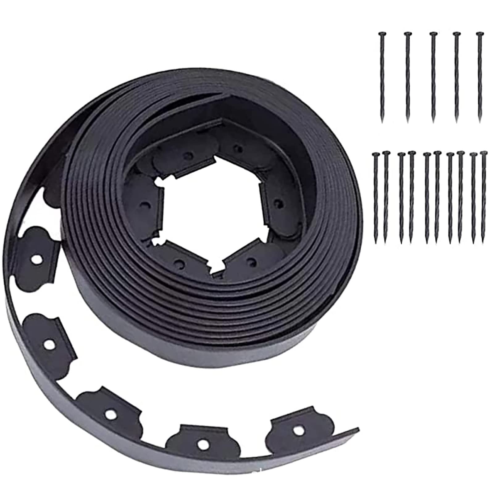 NCONCO 5m/16.4ft Flexible Garden Edging Border with Spikes - Cuttable Landscape Flower Bed Edging for Lawns, Yards & Flower Beds - Durable Gardening Supplies & Landscaping Tools for Home & Commercial Use
