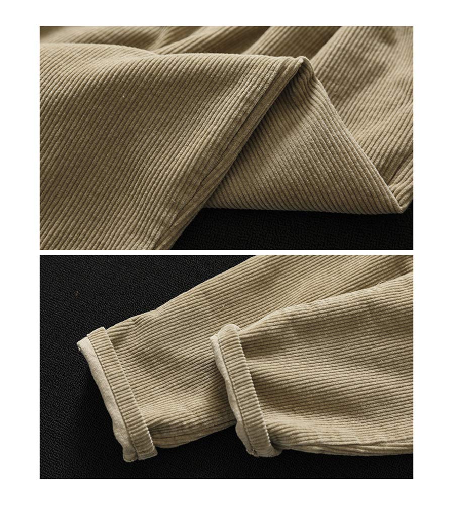 Minibee Women's Corduroy Pants - Stretch Elastic Waist with Drawstring, Soft Cotton Casual Trousers for Lounge, Work & Everyday Wear