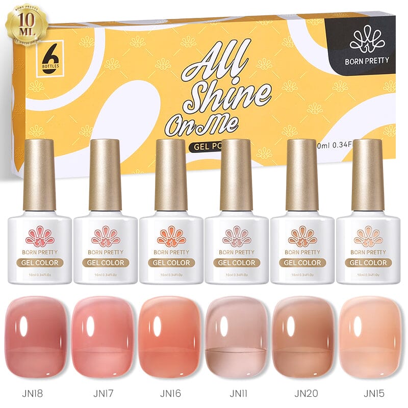 6 Colors Nude Jelly Gel Polish Set - 10ml Long Lasting Nail Polish Kit for Manicure & Pedicure at Home or Salon