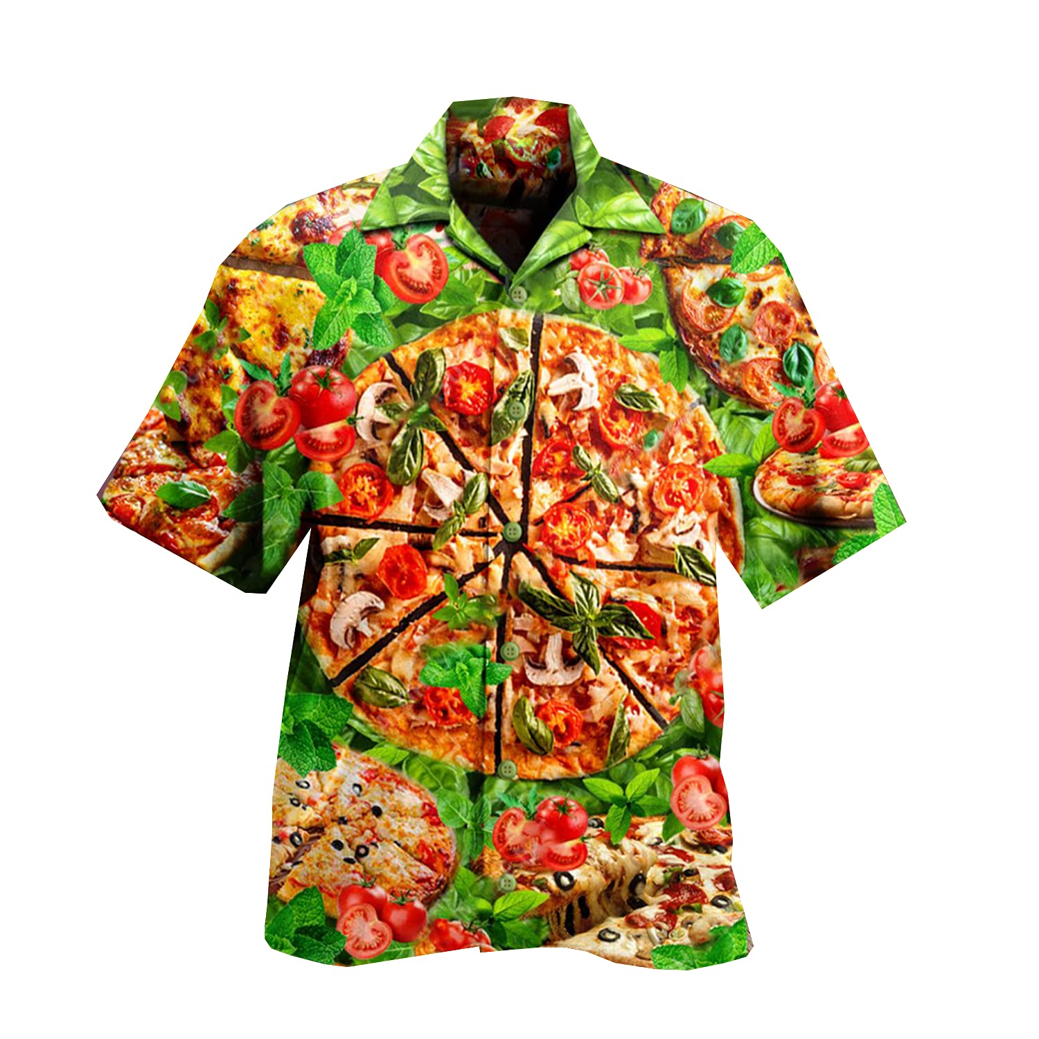 Men's Hawaiian Shirt with Food Print - Short Sleeve Button Down Tropical Shirt for Summer Parties, BBQ & Beach Vacation | Food Lover Gift for Him