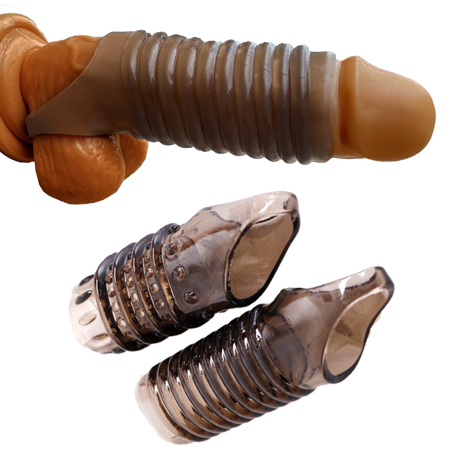 **Premium Cock Sleeves for Men – 2-Piece Couples Sex Toys (Clear & Black) – Enhance Intimacy & Pleasure for Couples in the Bedroom**