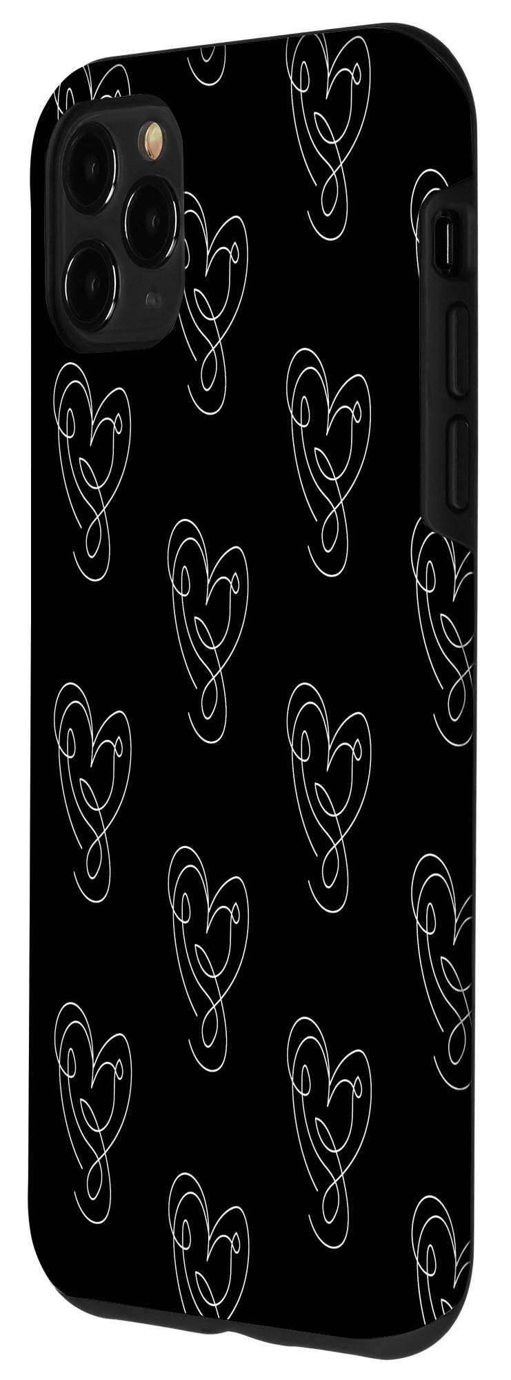 iPhone 11 Pro Max Case - Abstract Heart Art Design, White Contour Artistic Love Phone Cover for Women & Men | Perfect Gift for Valentine's Day, Anniversary & Couples