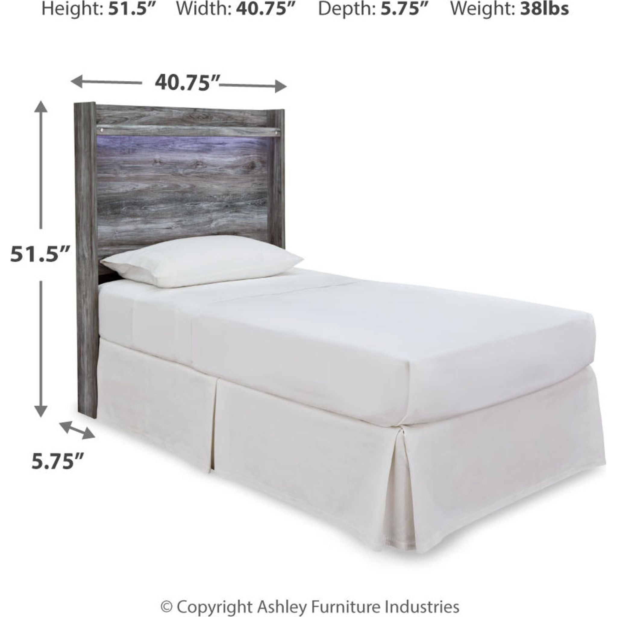 Baystorm Twin Panel Headboard - Gray Upholstered Bed Frame Headboard for Bedroom Decor | Perfect for Guest Rooms, Dorms & Apartment Furniture