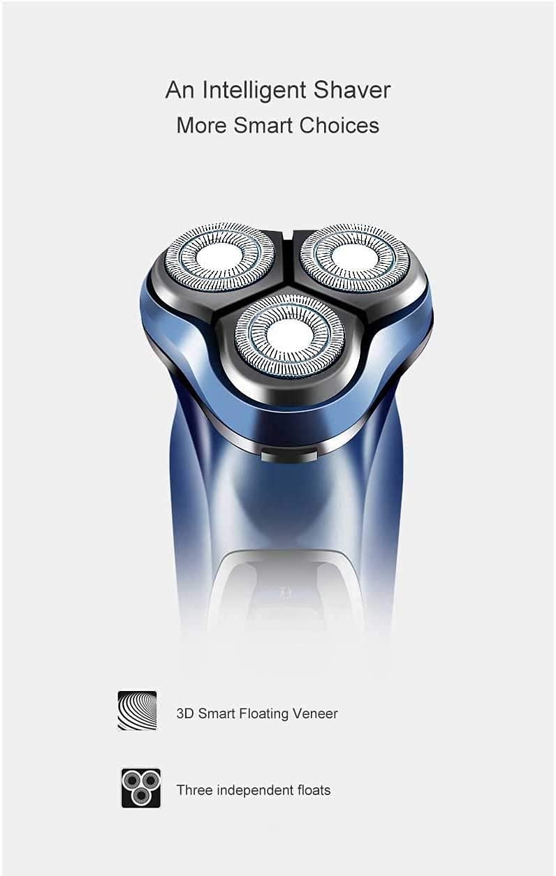 3D Rechargeable Waterproof Electric Shaver for Men - Cordless Rotary Razor with Pop-up Trimmer, Silver | Perfect for Travel, Gym & Daily Grooming