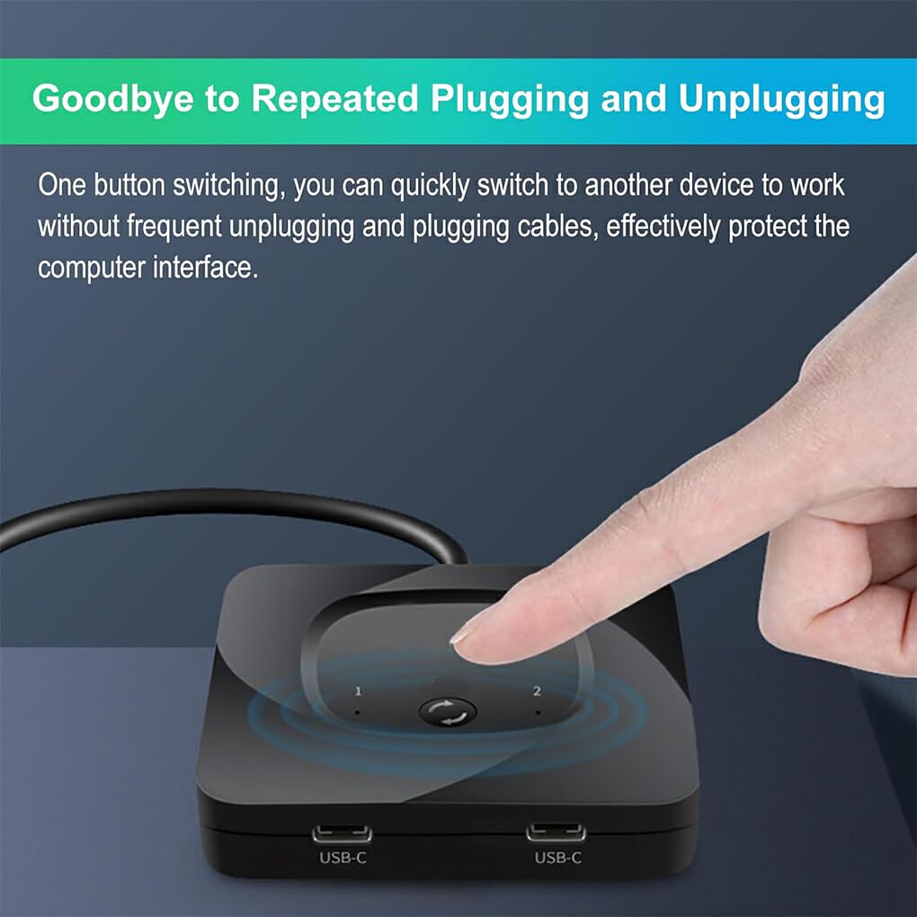 SUIOPPYUW ABS USB-C Bidirectional KVM Switch - 8K USB Data & Video Switcher for 2 Computers | Dual Monitor Setup, Home Office & Gaming PC Sharing