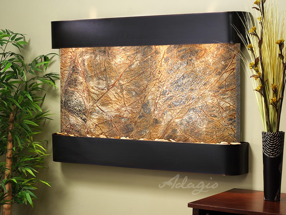 Adagio Sunrise Springs Round Blackened Copper Brown Marble SSR1506 - Elegant Bathroom Vanity Sink for Modern Home Decor