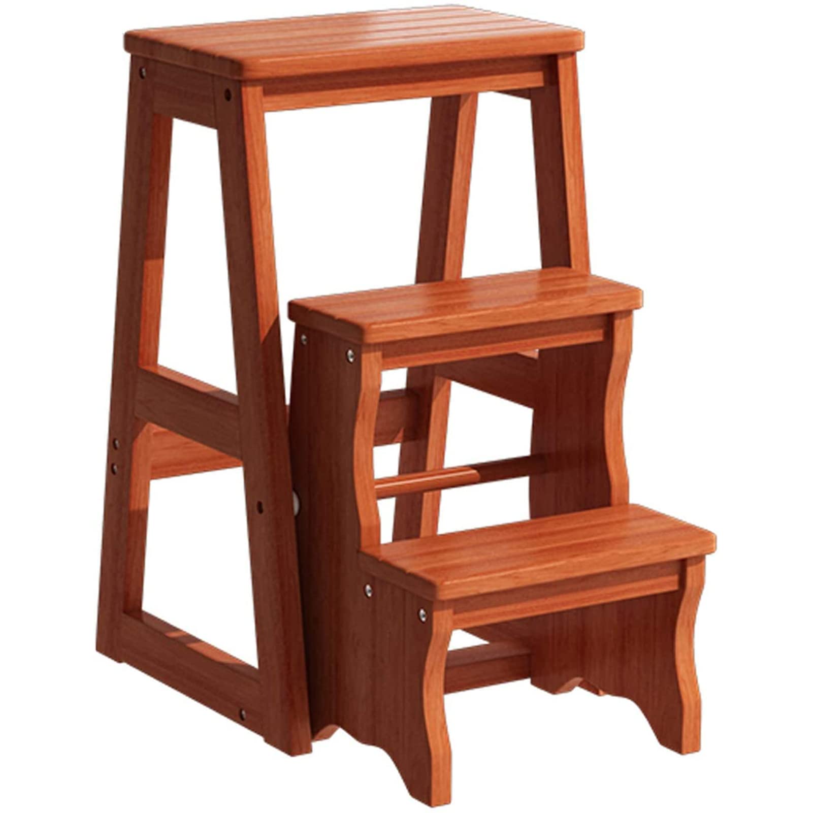 NEVKA 3 Step Wooden Folding Step Stool for Home, Library, and Garden - Lightweight Portable Ladder Stool with 150KG Max Load Capacity - Perfect for Reaching High Shelves, Organizing Books, and Gardening Tasks