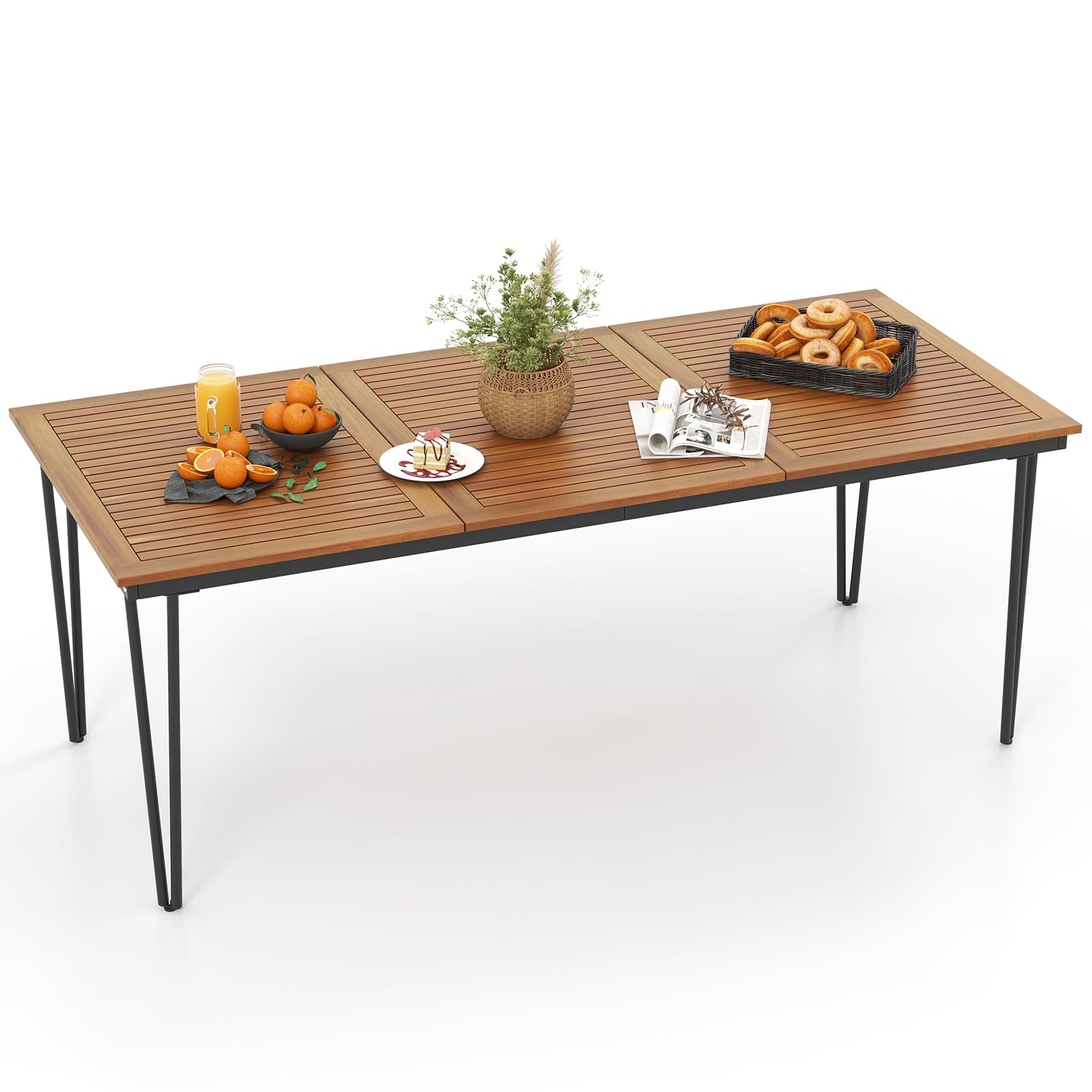 **Tangkula 79 Inch Outdoor Dining Table - 8-Person Patio Table with 1.9
