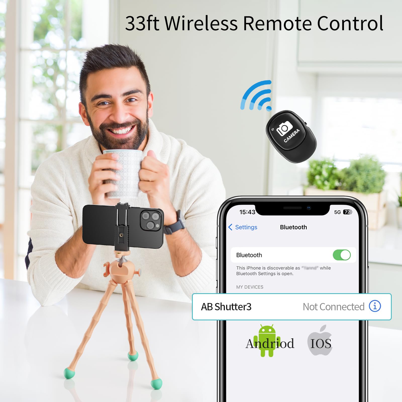 Flexible Phone Tripod Stand with Wireless Remote & Adjustable Phone Holder - Portable Mini Octopus Tripod for iPhone, Samsung, Canon & Nikon Cameras | Perfect for Travel Vlogging, Selfies, Live Streaming & Outdoor Photography