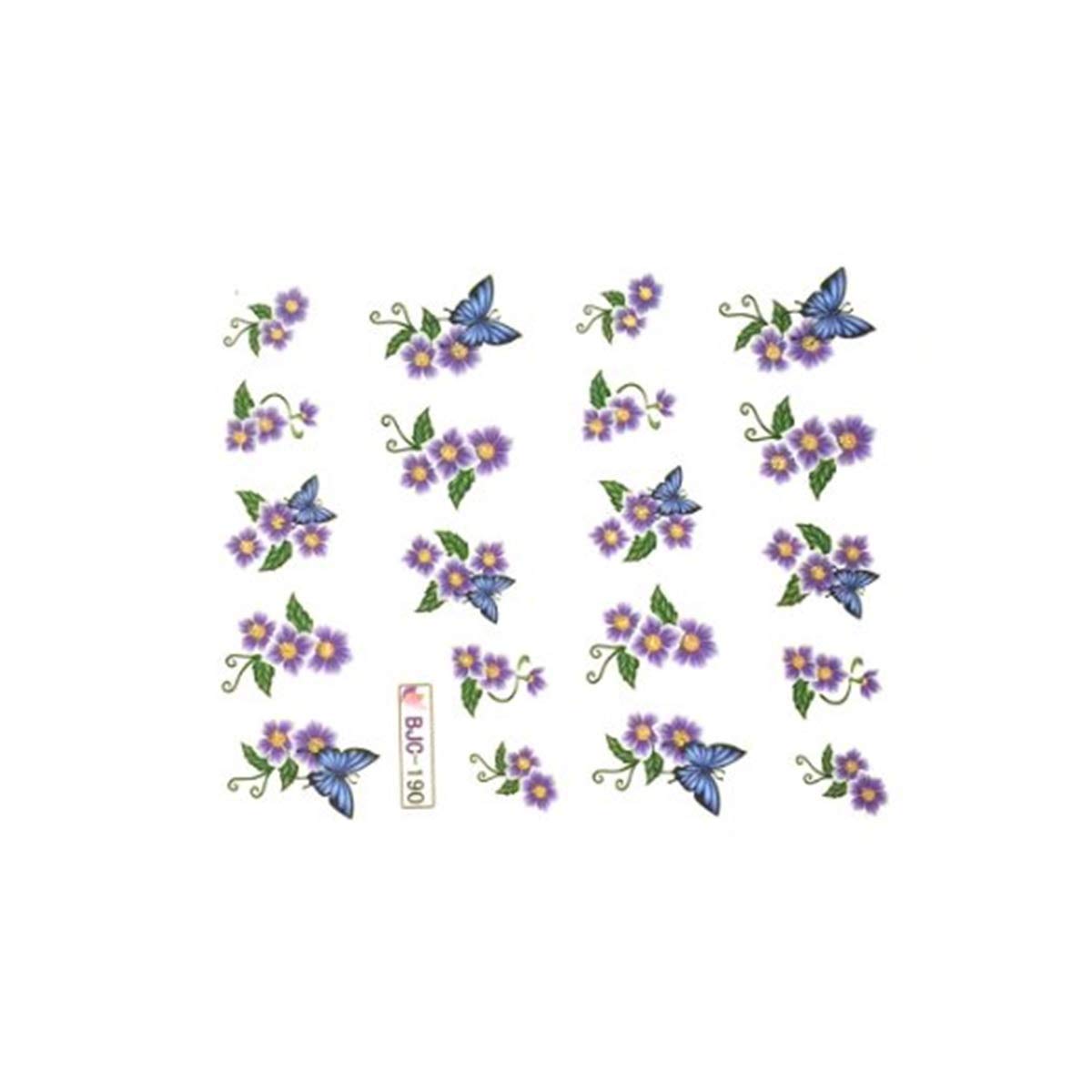 Wrapables Water Transfer Nail Stickers - Floral & Butterfly Nail Art Decals for DIY Manicures (6 Sheets) - Perfect for Home, Salon & Party Nail Designs