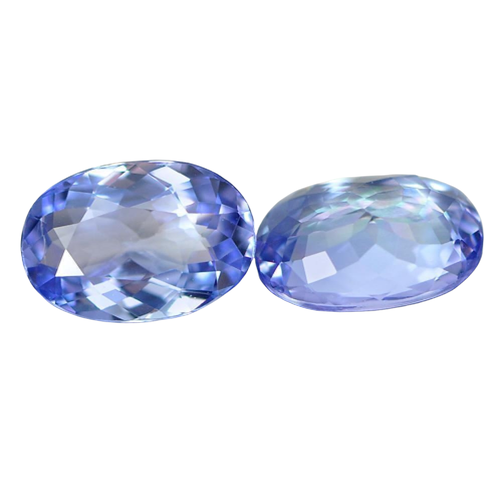 1.10tcw Natural Slightly Purplish Blue Tanzanite Loose Stones - 6x5mm Oval Cut VS Quality Matched Pair for Jewelry Making, Engagement Rings & Fine Gemstone Collections
