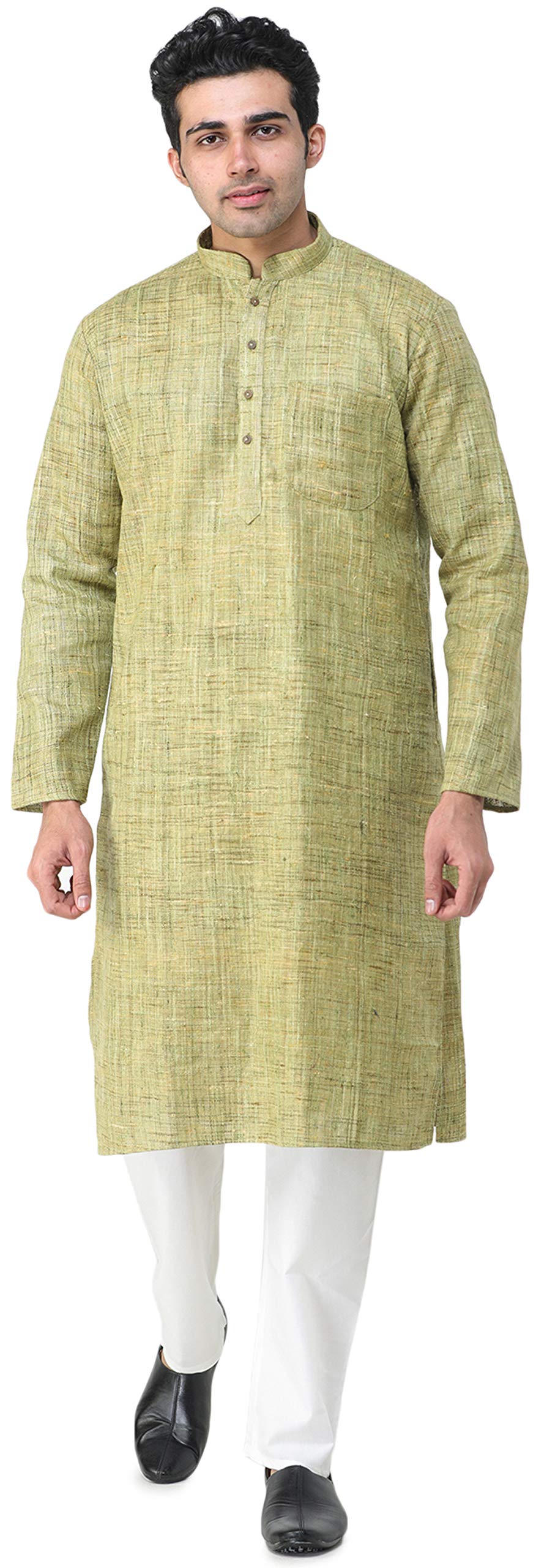 Exotic India Pure Handspun Charkha Cotton Kurta Pajama Set | Traditional Indian Ethnic Wear for Men | Perfect for Festivals, Weddings & Cultural Events