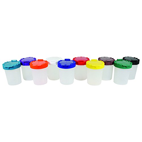 Sargent Art 22-1610 No-Spill Paint Cups with Flip Open Lids - 10 Pack for Kids Classroom, Art Projects & DIY Crafts