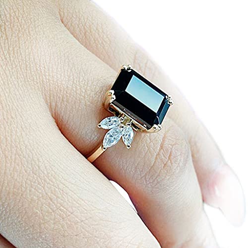 925 Sterling Silver Rose Gold Black Onyx Ring for Women - Elegant Gemstone Engagement & Promise Ring - Perfect for Weddings, Anniversaries, and Valentine's Day Gifts