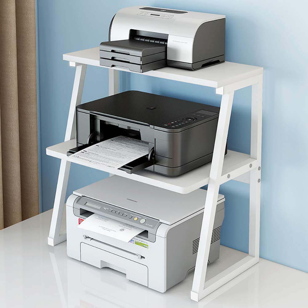 Adjustable Printer Stand with Storage - White Under Desk Printer Shelf for Home & Office, Compact Space-Saving Desktop Organizer for Laser & Inkjet Printers - Perfect for Small Spaces & Clutter-Free Workspaces