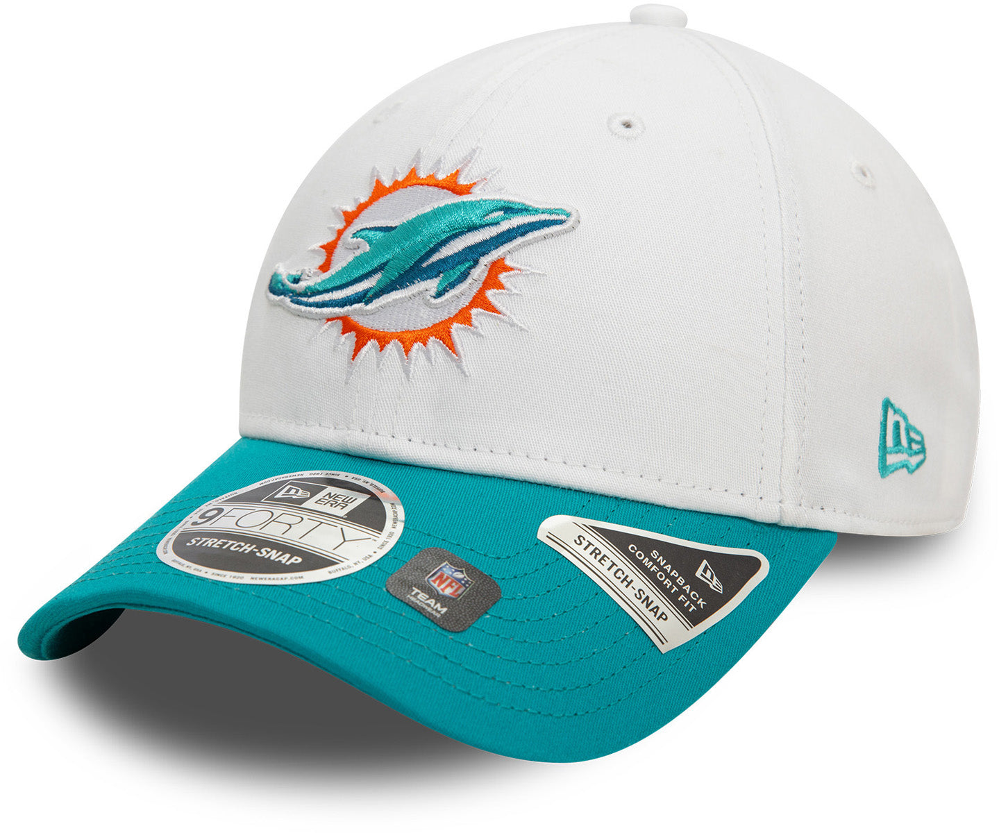 Miami Dolphins New Era 9Forty Stretch Snapback NFL Team Cap - Adjustable Baseball Hat for Men & Women, Perfect for Football Games, Sports Events & Casual Wear