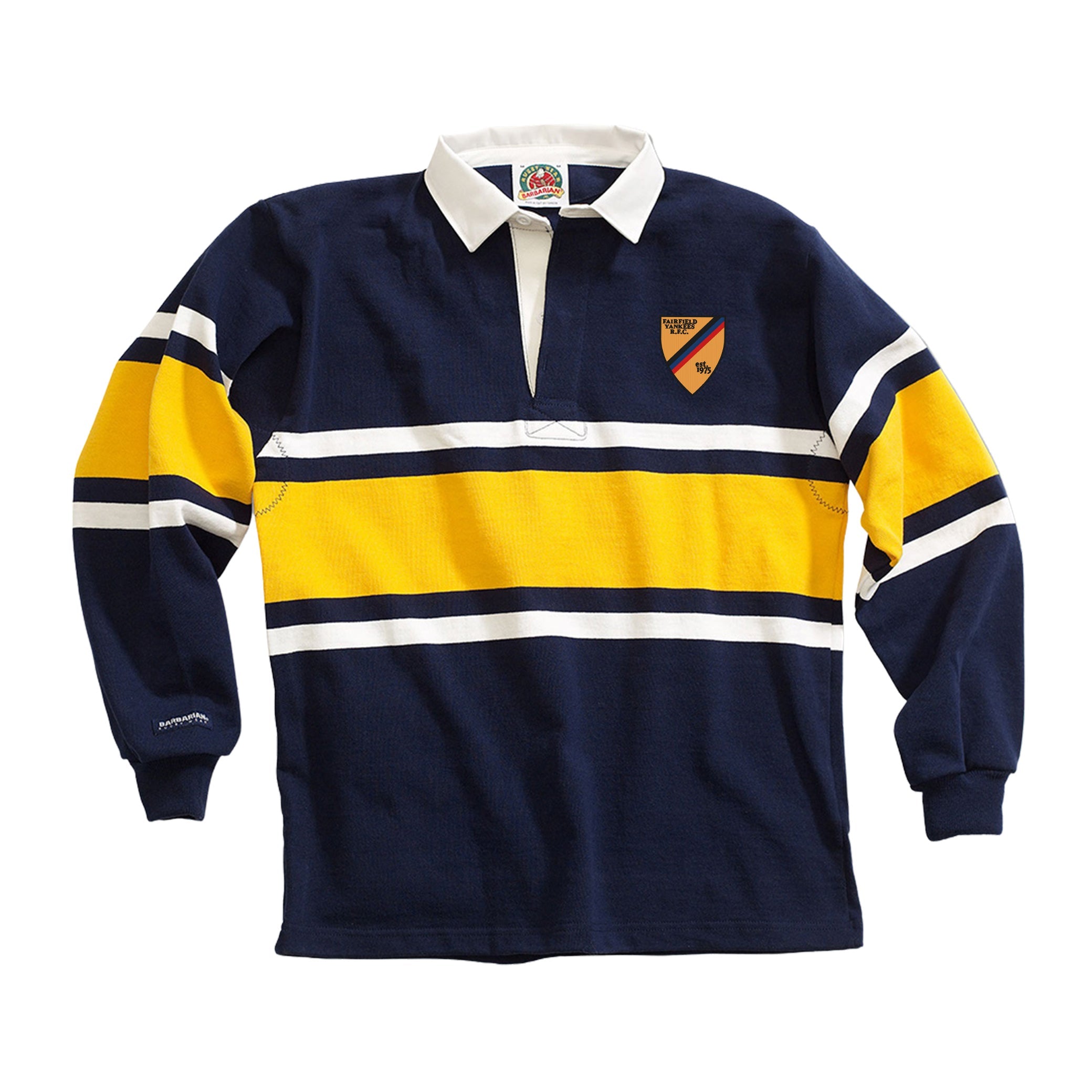 Fairfield Yankees RFC Collegiate Stripe Rugby Jersey - Authentic Vintage Style Rugby Shirt for Men, Perfect for Rugby Matches, Fan Events & Casual Wear