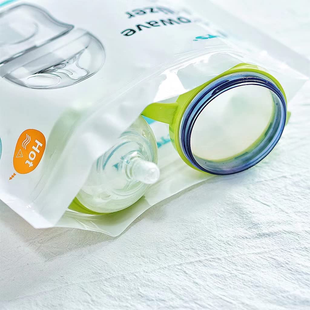 ECOOPTS 12-Pack Reusable Microwave Steam Sterilizer Bags for Baby Bottles & Breast Pump Parts | Quick Sanitizing Solution for Busy Parents | Perfect for Daycare, Travel & Home Use