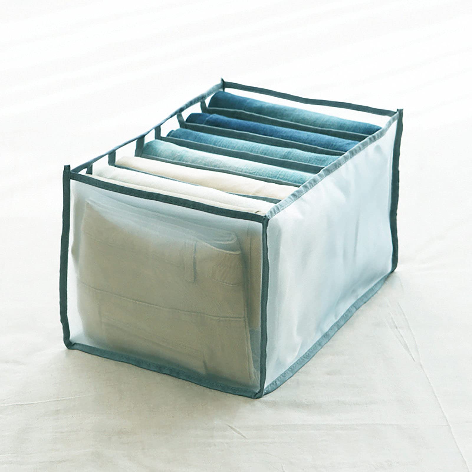 Multi-Compartment Clothes Organizer Box for Jeans, Socks & Underwear - Drawer Divider Storage Solution for Closet - Perfect Valentine's Day, Mother's Day, Christmas & Birthday Gift (White) - Ideal for Bedroom, Dorm & Travel Organization