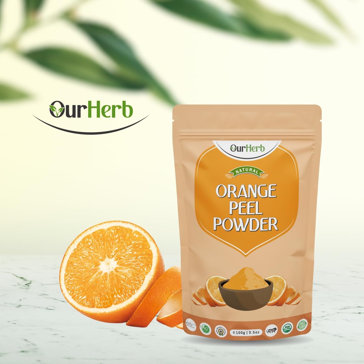 OurHerb - 100% Pure Sandalwood & Orange Peel Powder (2 x 100g) | Natural Face Mask for All Skin Types | Exfoliating Facial Scrub & Skin Brightening Treatment | Includes Free Wooden Spoon | Perfect for Spa Day, DIY Skincare & Ayurvedic Beauty Routines