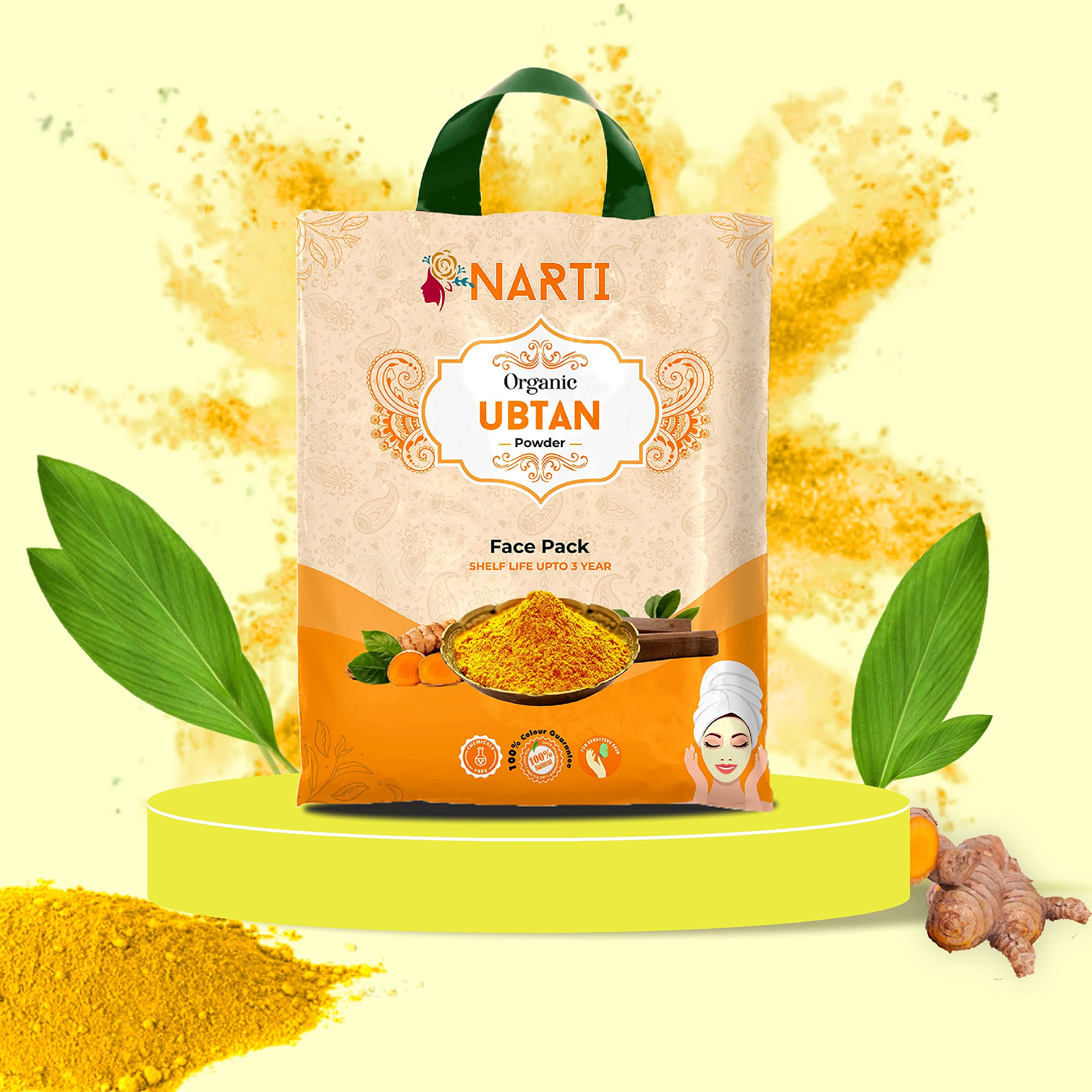 Narti Pure Organic Haldi Chandan Ubtan Powder – 300g for Glowing Skin & Whitening | Herbal Face Wash & Tan Removal for Bridal Ceremony & Men | Natural Skincare for Daily Use & Special Occasions