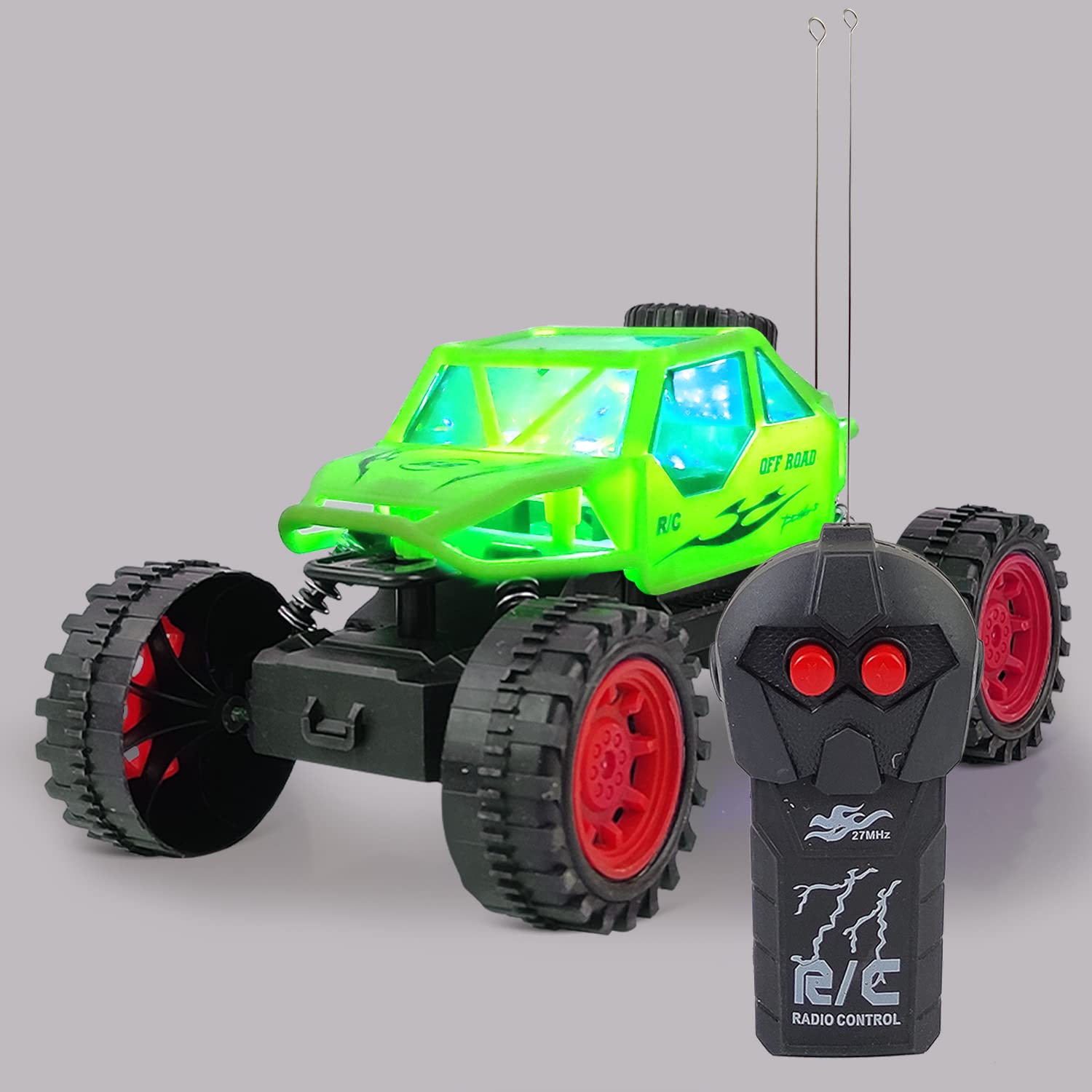 NHR Remote Control Monster Truck - 1:16 Scale Off-Road RC Car with LED Lights, 4WD High Speed Rock Crawler, All-Terrain Hummer Toy Vehicle for Boys & Girls Ages 3+ (Green) - Perfect for Outdoor Play, Backyard Racing & Indoor Crawling Adventures