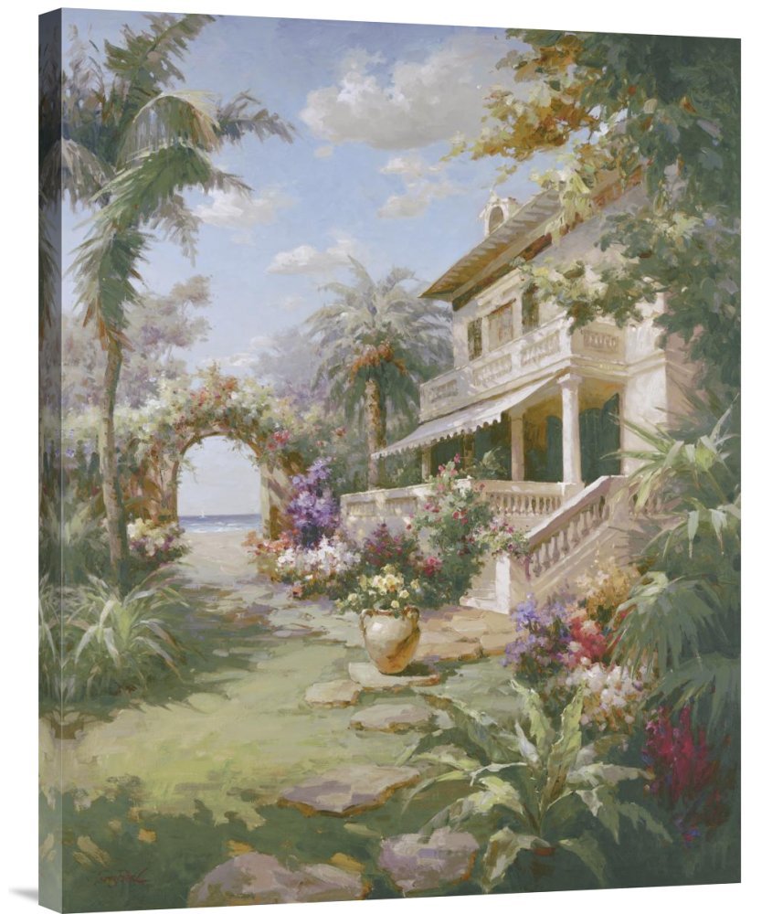 James Reed Garden Estate Canvas Wall Art Print - Gallery Wrap Giclee Painting for Home & Office Decor | Landscape Artwork for Living Room, Bedroom, Dining Area