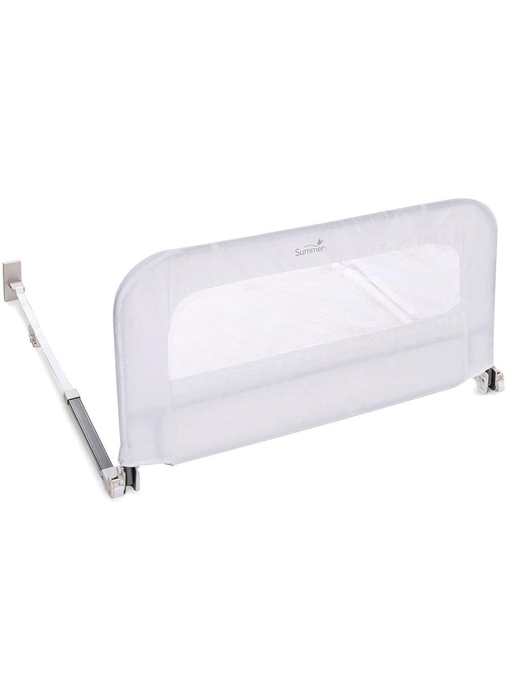 Summer Infant Single Fold Safety Bedrail for Toddlers - White Metal & Fabric Bed Guard (42.5