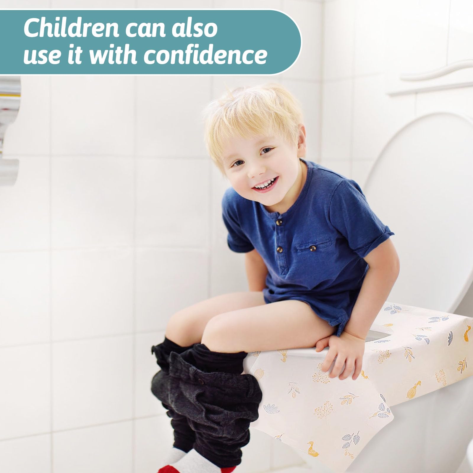 60 Pcs Disposable Toilet Seat Covers - Large Waterproof Toilet Seat Protectors for Toddlers, Kids & Adults | Portable, Individually Wrapped | Ideal for Potty Training, Public Restrooms, Travel & Camping