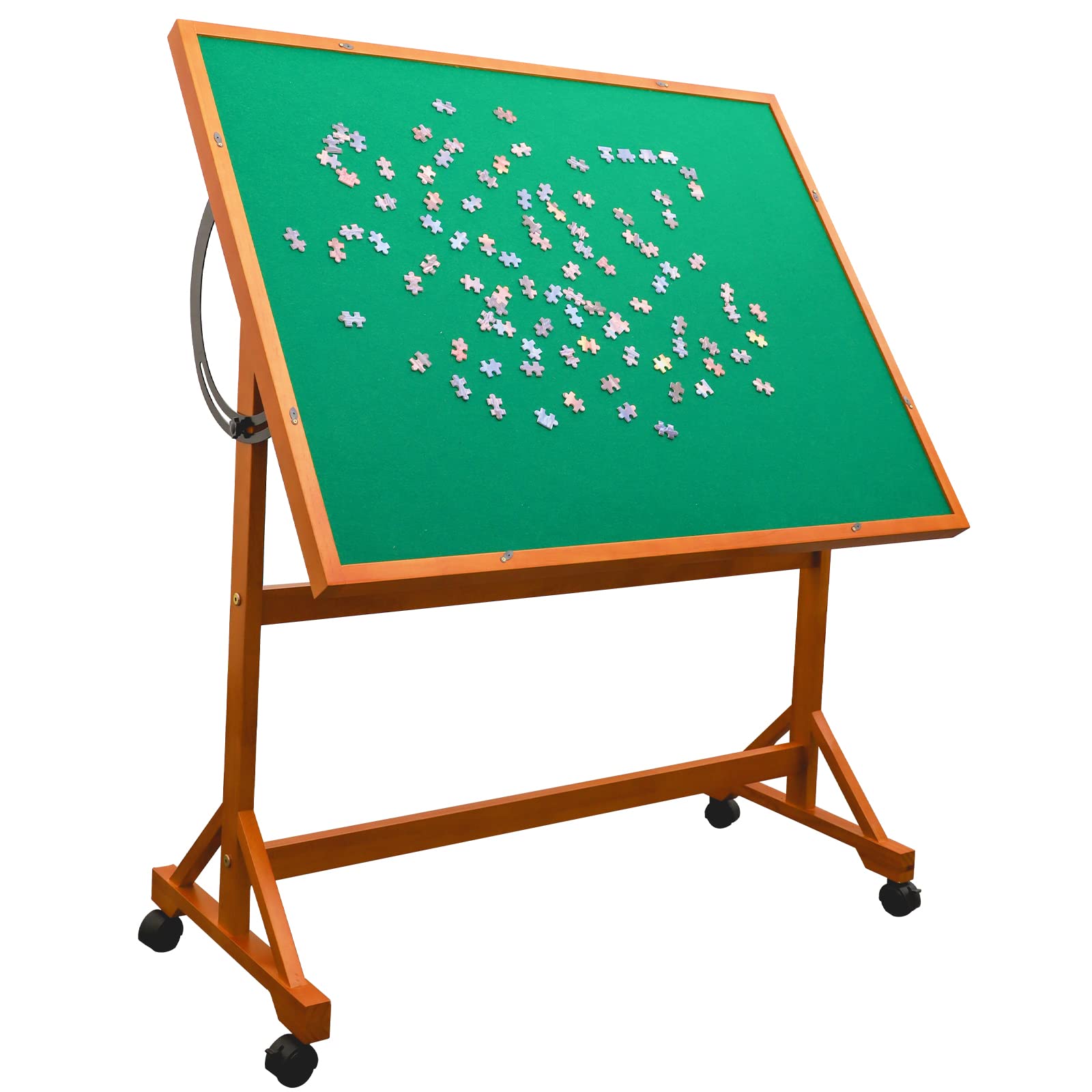 Premium Wooden Puzzle Table for Adults - 1500 Piece Jigsaw Puzzle Board with Rotating Base, Roller Wheels & Felt Mat Cover - Perfect Gift for Puzzle Lovers (Green) - Ideal for Family Game Nights, Relaxation & Home Decor