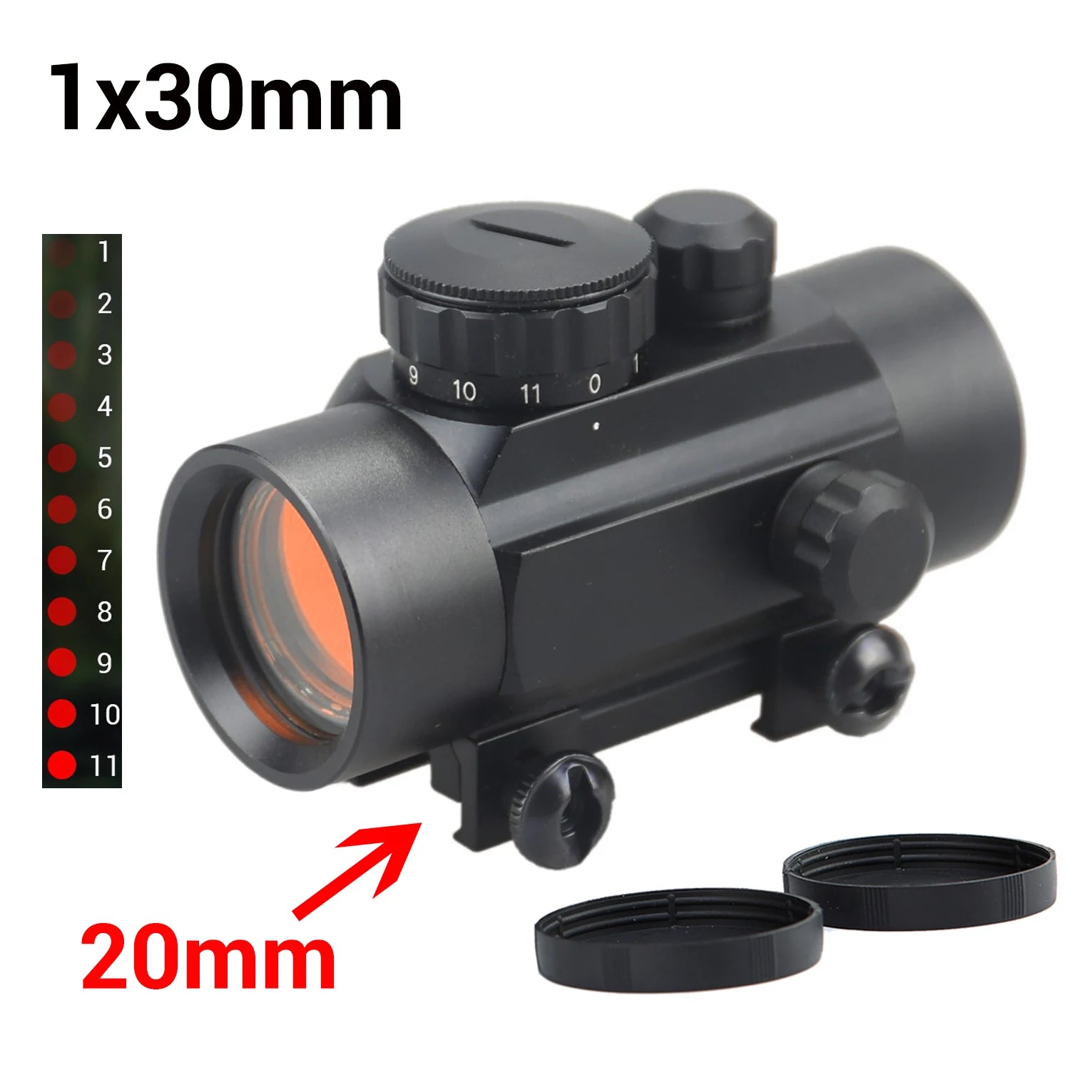 1x30mm Tactical Red Dot Sight Scope with 11/20mm Picatinny Rail Mount - Perfect for Hunting, Shooting & Airsoft | Durable Optical Sight for Outdoor Adventures & Tactical Gear