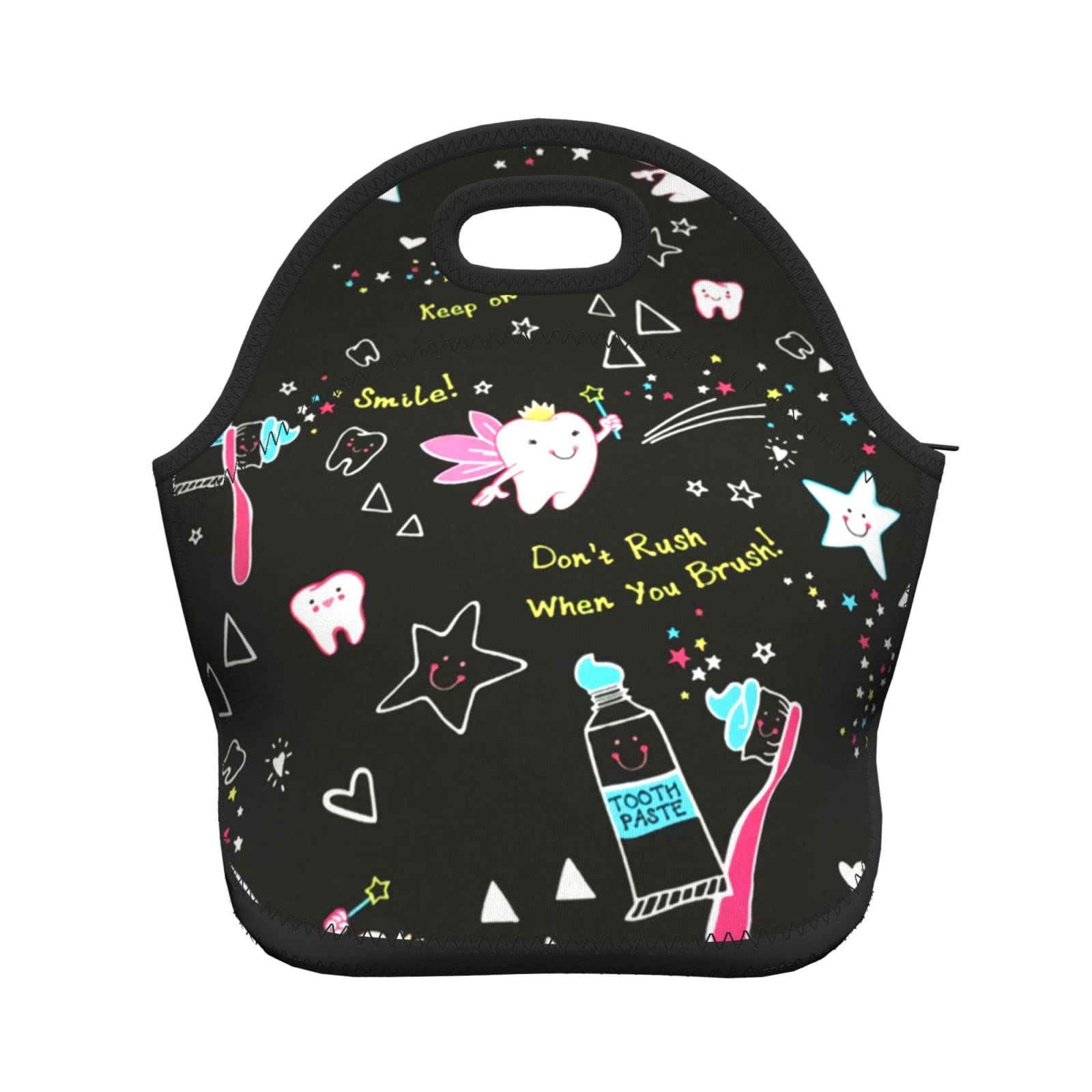 Meledre Insulated Lunch Bag for Dentists & Dental Hygienists - Black Reusable Tote Lunch Box for Women & Men | Perfect for Work, School & Outdoor Activities