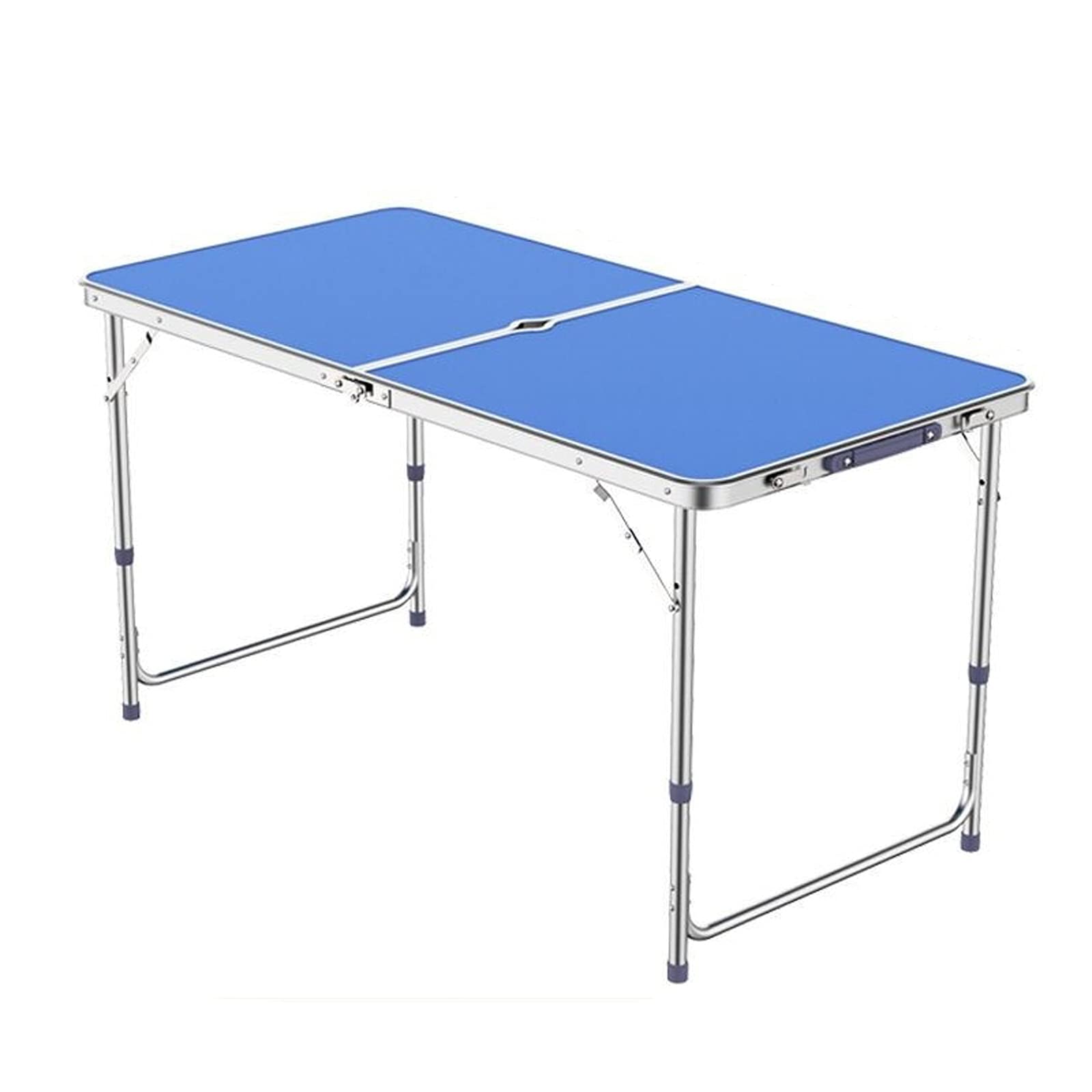 Wgwioo Folding Camping Table Set - Lightweight Aluminum Alloy Portable Picnic Table with 2 Chairs, Adjustable Height Outdoor Dining Table for Backyard, Beach, Hiking & Tailgating (Blue)