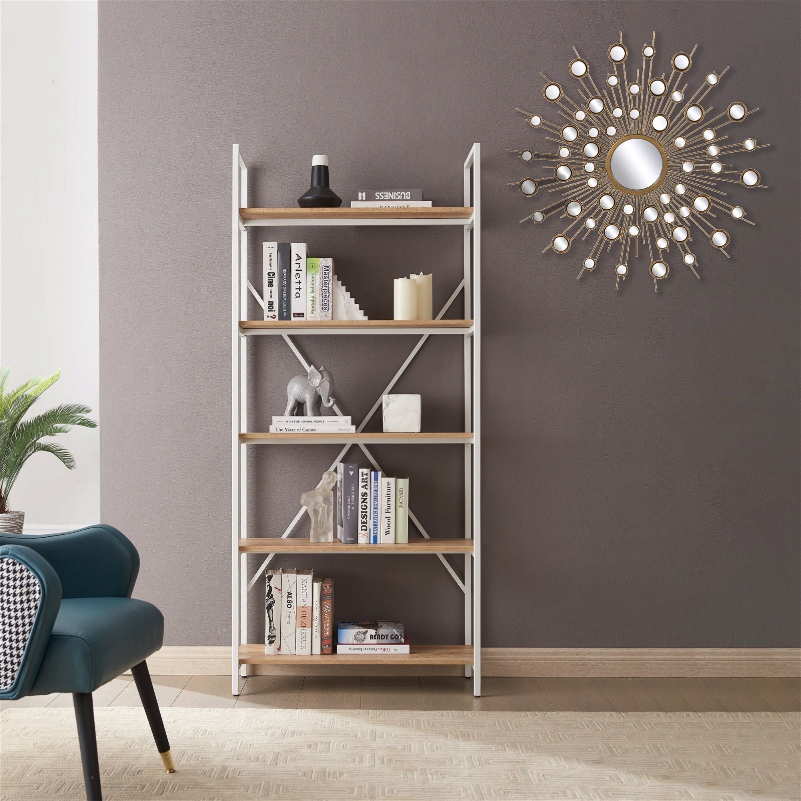 Criterion Star Burst Aster Gold Round Mirror - Elegant Decorative Wall Mirror for Living Room, Bedroom, or Entryway