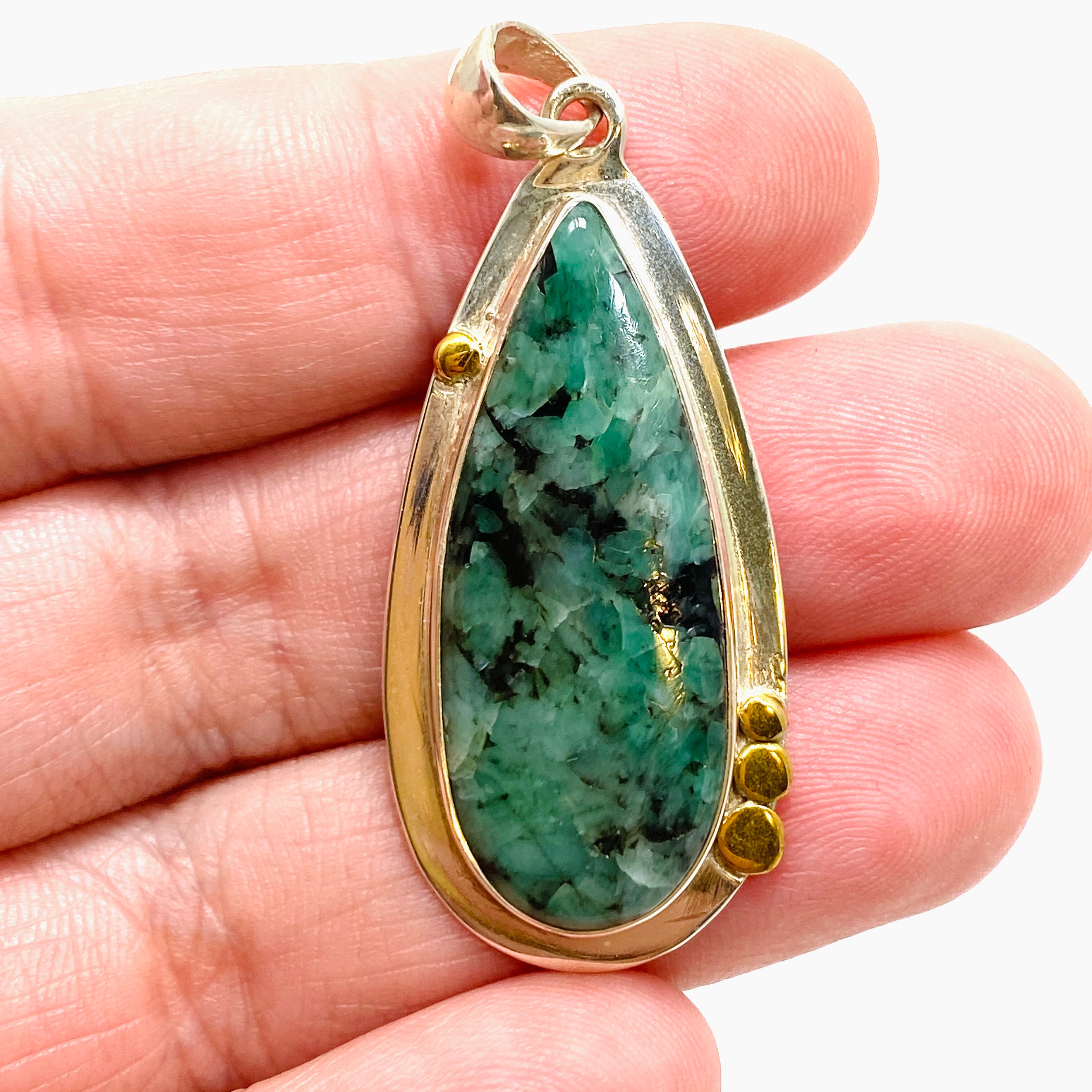 Emerald Green Teardrop Cabochon Pendant Necklace - 925 Sterling Silver Jewelry for Women - Elegant Gift for Birthday, Anniversary & Special Occasions