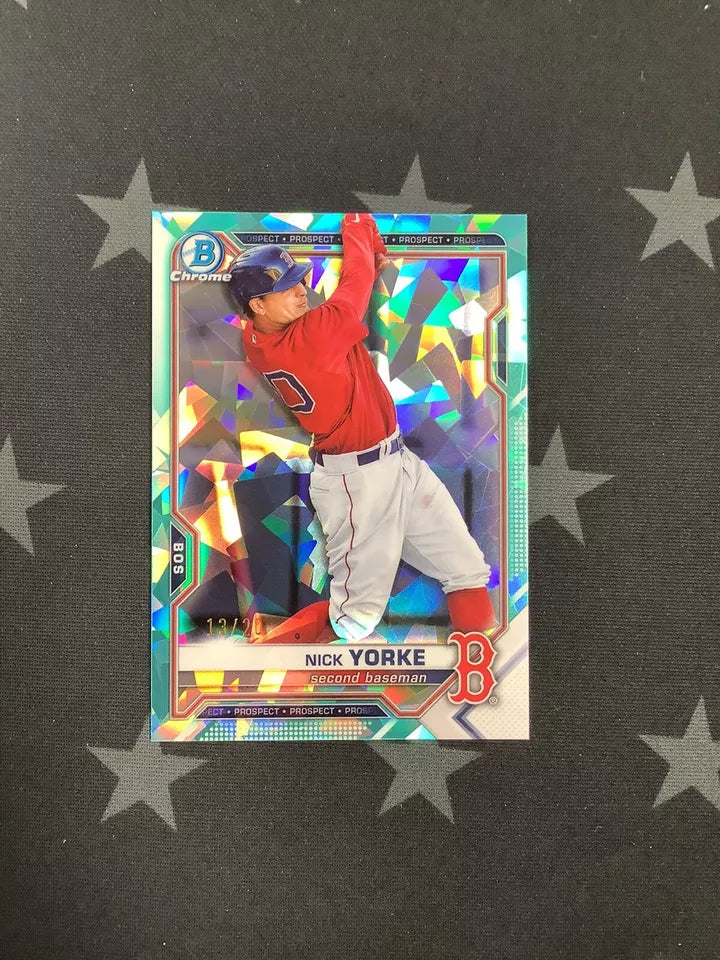 2021 Bowman Chrome Baseball Nick Yorke Prospect Teal Ice Parallel #13/20 - Boston Red Sox Rookie Card for Collectors & Sports Fans - Perfect for Trading, Display, and Investment